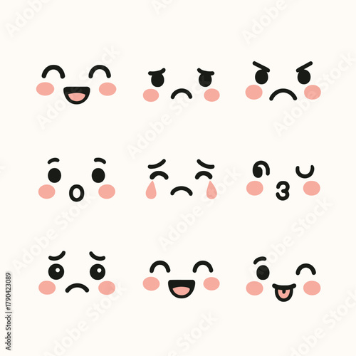 cartoon kawaii faces