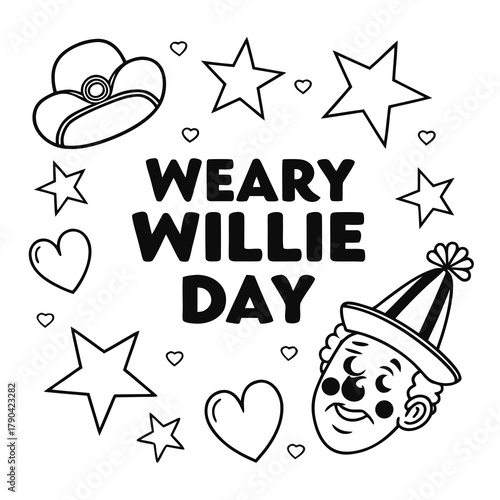 WEARY WILLIE DAY vector illustration isolated on white background