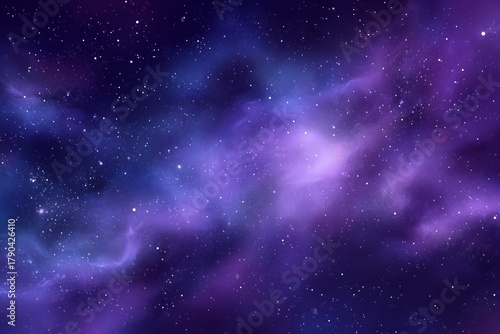 Vibrant Purple and Blue Cosmic Clouds Fill the Night Sky With Bright Stars Sh...