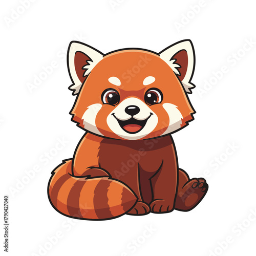 Cute cartoon red panda illustration for animal and nature concepts