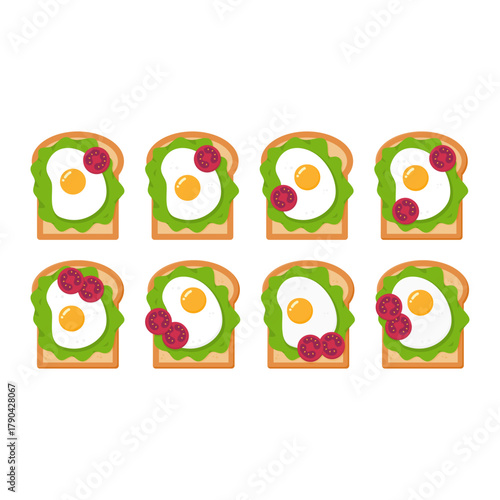 Delicious toast with fried egg lettuce and cherry tomato