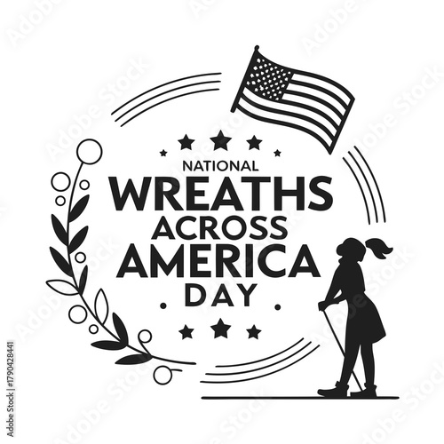 NATIONAL WREATHS ACROSS AMERICA DAY vector illustration isolated on white background