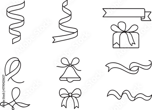 dynamic ribbon forms black and white vector illustration.eps
