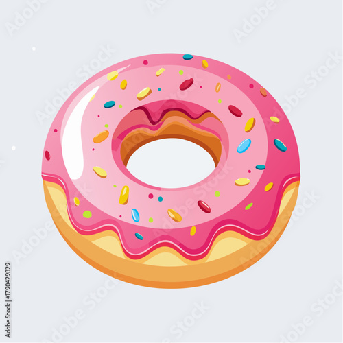 Delicious Donut with Pink Frosting and Colorful Sprinkles Illustration