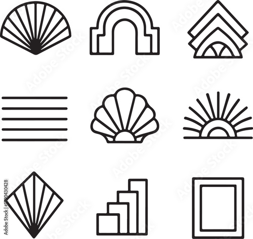 Art Deco inspired black and white vector ornaments.eps