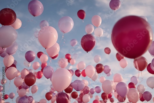 Colorful Balloons Floating Against a Clear Sky During a Joyful Outdoor Event ...
