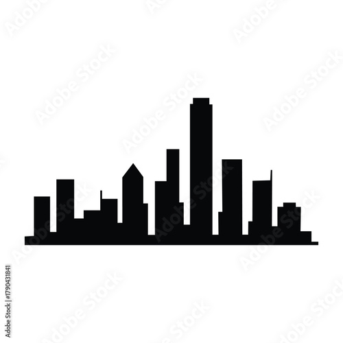 ity Skyline Silhouette – Minimalist Black Icon of Urban Architecture and Metropolitan Landscape