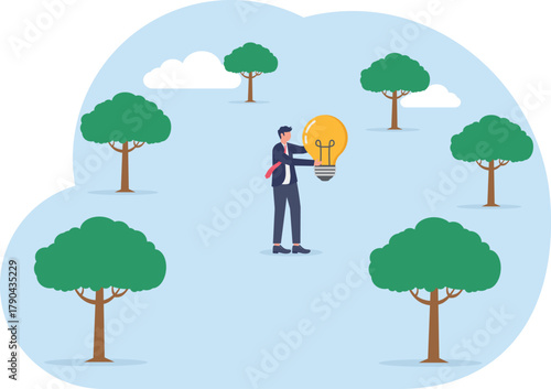 illustration of business innovation in creating products with eco-friendly technology
