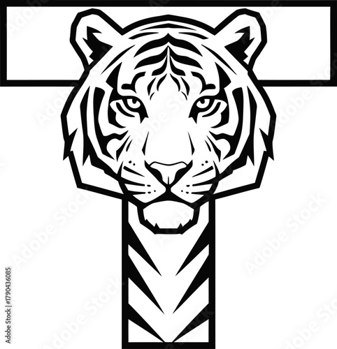 Tiger Head Illustration on White Background