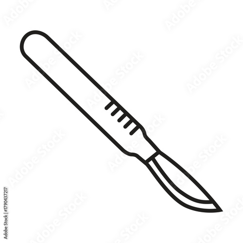 Scalpel Icon Vector Black Outline Style Surgery Instrument Blade Medical Equipment Sharp Doctor Health Care Isolated