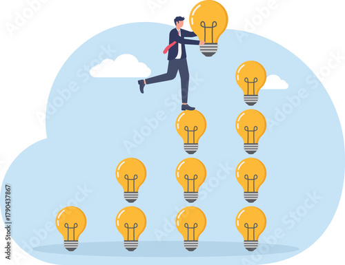 illustration of step-by-step improvement in refining business ideas and innovations
