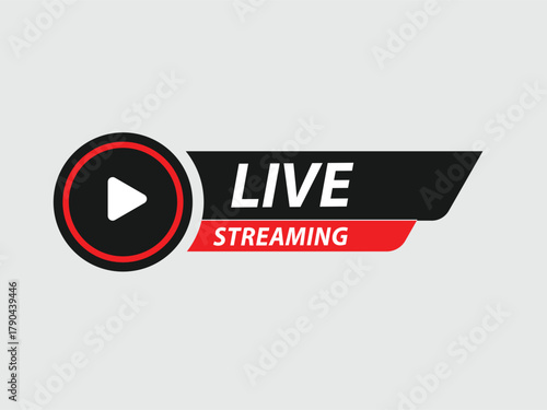 A vector graphic featuring a play button icon and the words "LIVE STREAMING" in a modern, stylized design.