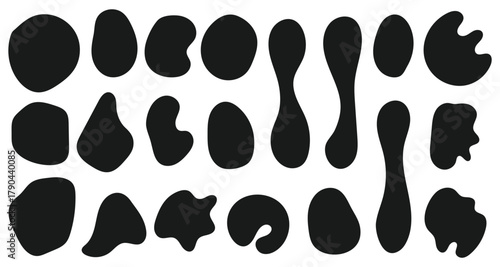 Abstract organic blob shapes set. Modern oval background vector illustration. Abstract geometric composition with bold color blocks and clean lines