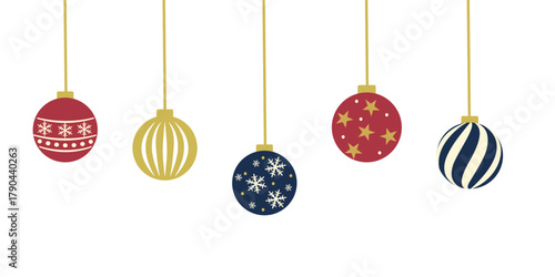 
クリスマスオーナメントのイラスト　クリスマスバナー　背景　飾り　素材