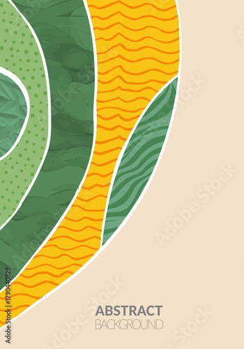 Abstract green shape for field collage or eco pattern. Ecology garden, farm, nature design vector background. Contemporary rectangle pieces composition. Geometric organic applique, patchwork ornament