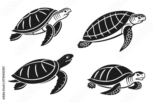 Minimalist spiny softshell turtle icon set