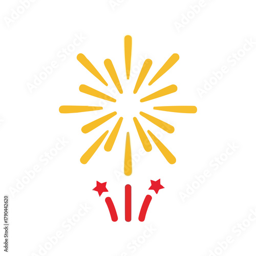 Festive sparkler firework celebration icon yellow and red isolated on white background Vector, illustration