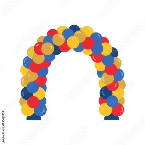 Colorful balloon archway for celebrations and events entrance decoration Vector, illustration