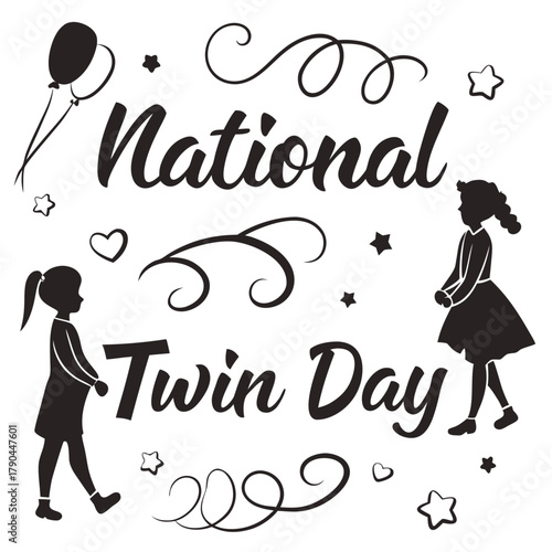NATIONAL TWIN DAY vector illustration isolated on white background