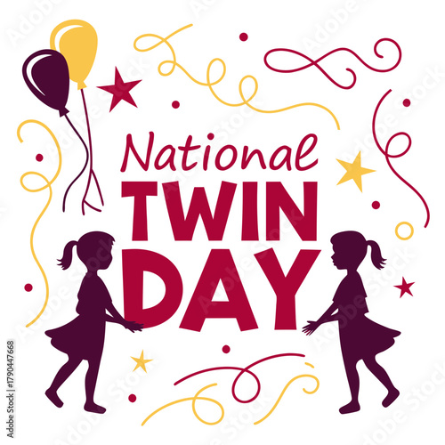 NATIONAL TWIN DAY vector illustration 