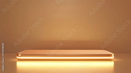 Wallpaper Mural Orange minimal product podium with glowing light on smooth background
 Torontodigital.ca