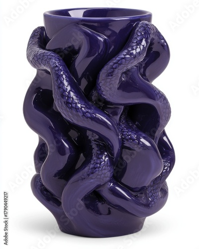 Intricate Purple Snake Vase: Artful Ceramic Design with Unique Serpentine Details