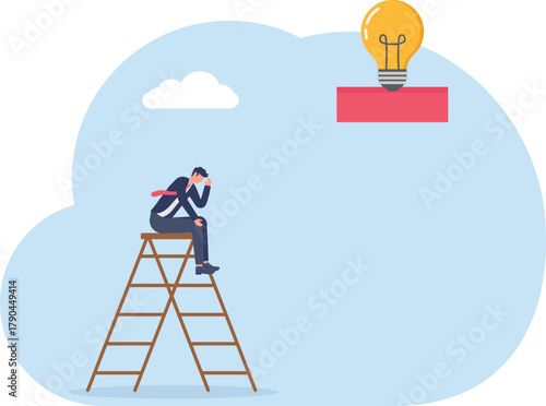 illustration of stopping the fight before finishing or completing the search for business ideas and innovation
