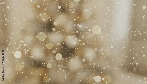 Soft cream and gold light particles glowing gently with blurred holiday ambiance background