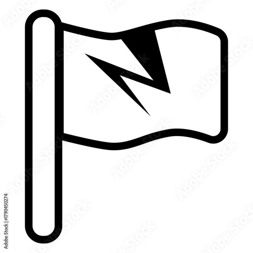 破れた旗の線画アイコンベクター（背景透過）