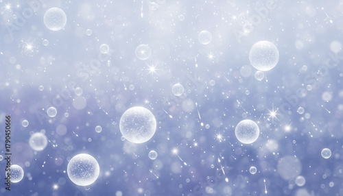 Ethereal snowy glow with sparkling white orbs and star flares in soft focus