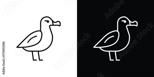 Bild auf Leinwand Albatross icon on white background - editable stroke vector illustration eps10