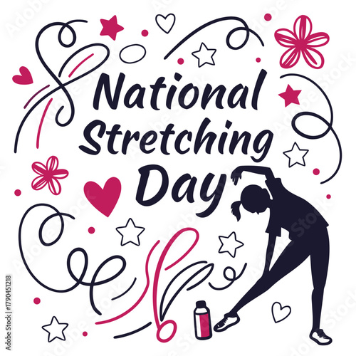 NATIONAL STRETCHING DAY vector illustration 