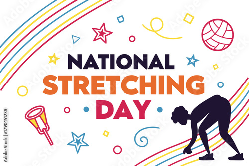 NATIONAL STRETCHING DAY vector illustration isolated on white background