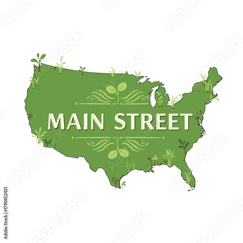 Main Street USA: Grassroots Economic Growth and Local Business Revival Map Concept
