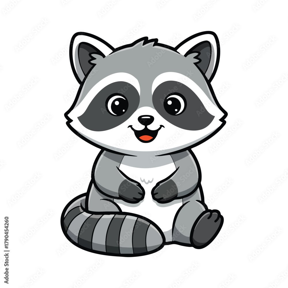 Naklejka premium Cute cartoon raccoon character illustration