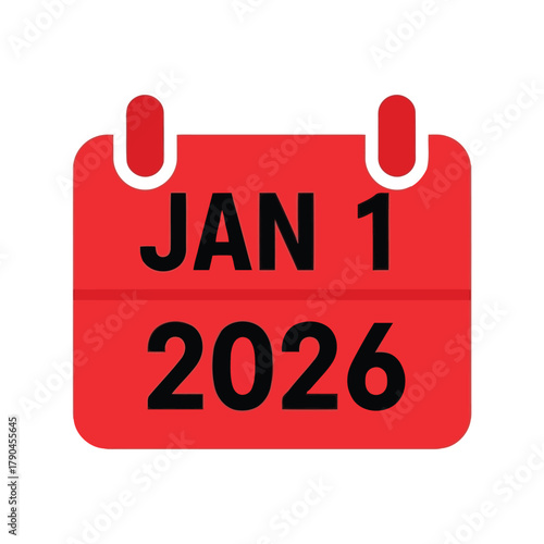Calendar date january 1 2026 red alert sign new year holiday Vector, illustration