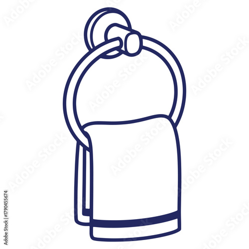 Clean towel hanging neatly on a ring in a bathroom showcasing minimalist interior design and essential everyday household accessory