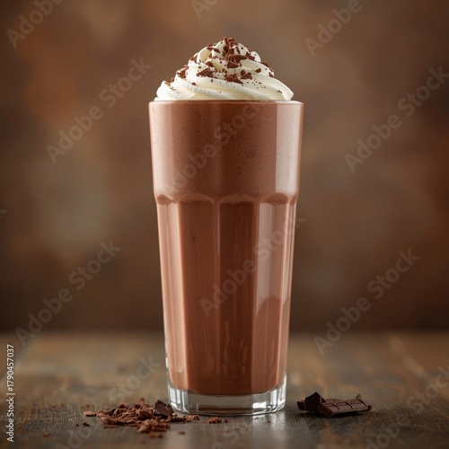 Rich chocolate milkshake with whipped cream