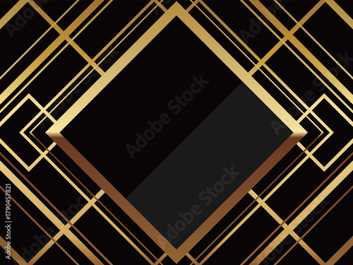 高級感のあるアールデコ背景　ブラック＆ゴールド