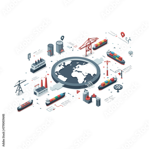 Worldwide Logistics Network: Seamless Global Supply Chain Management System Infographic Vector