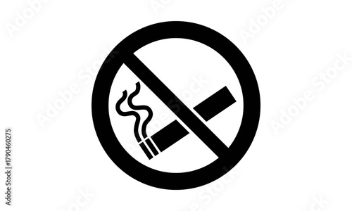 Piktogramm Rauchen verboten – Symbol für Nichtraucherbereiche in Gebäuden, öffentlichen Plätzen und Hotels, Vektorillustration, schwarz