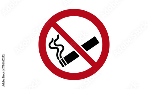 Piktogramm Rauchen verboten – Warnsymbol für Nichtraucherbereiche, Hotels, Restaurants und öffentliche Einrichtungen, Vektorillustration, rot/schwarz