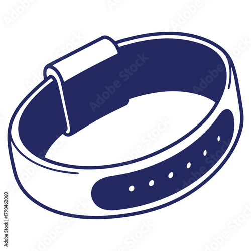 Illustration of fitness tracker with buckle strap for wrist activity and health monitoring featuring a simple clean design aesthetic
