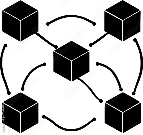 Minimal Blockchain Network Vector — Modern Distributed Ledger Technology Concept in Flat Design