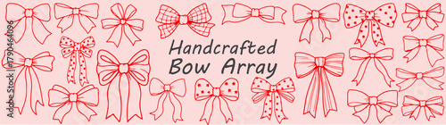 Handcrafted Bow Collection Line Art of Ribbon Bows in Assorted Styles Decorative Gift Bows Pattern DIY Craft Projects