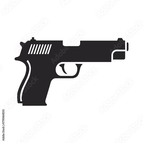 Tableau sur toile Gun Silhouette Vector Pistol Icon Handgun Image Firearms Illustration Weapon Out
