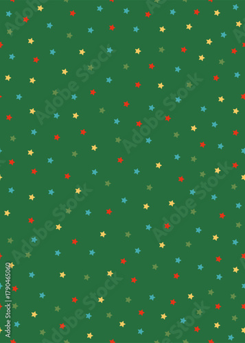 Colorful star pattern on green background