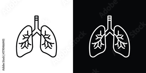 Foto Human lungs icon on white background - editable stroke vector illustration eps10