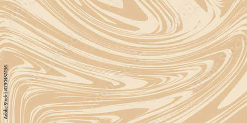 Beige marble acrylic swirl seamless pattern. Coffee latte, caramel, ice cream texture. 1970s trippy psychedelic waves print background.