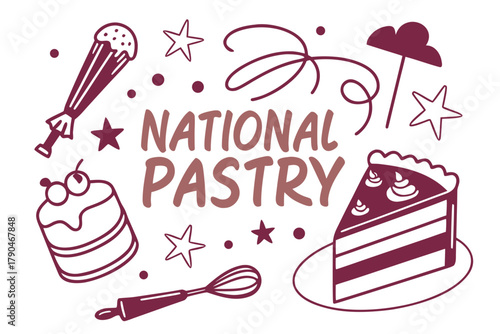 NATIONAL PASTRY DAY vector illustration isolated on white background